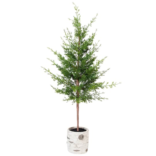 Northlight 38" Unlit Artificial Cedar Christmas Tree in Birch Pot in Green | Michaels®